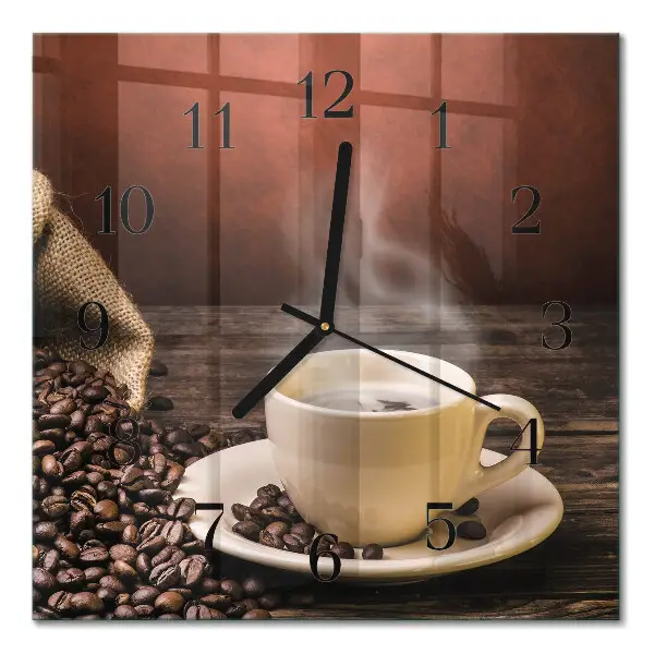 Moderne wandklok glas vierkant Koffie