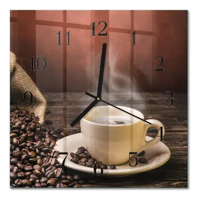 Moderne wandklok glas vierkant Koffie