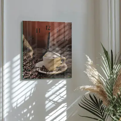 Moderne wandklok glas vierkant Koffie