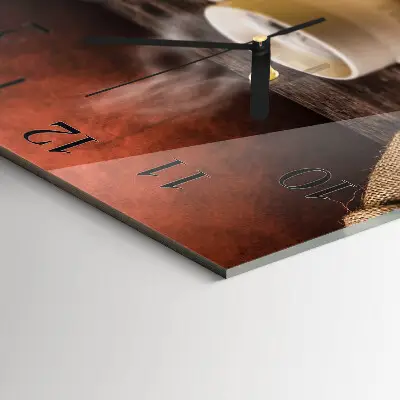 Moderne wandklok glas vierkant Koffie