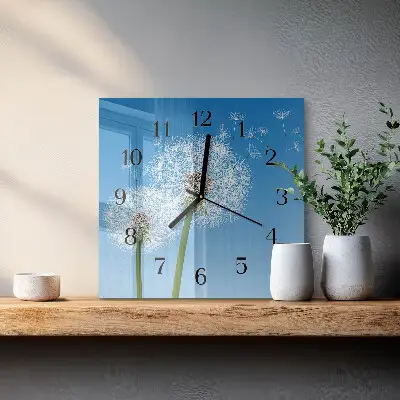 Vierkante glas klok Paardebloem