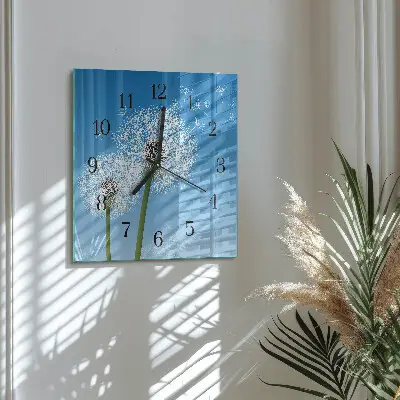 Vierkante glas klok Paardebloem