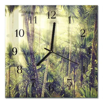 Moderne wandklok glas vierkant Palmbomen