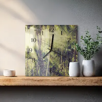 Moderne wandklok glas vierkant Palmbomen