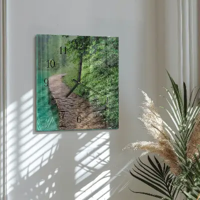 Vierkante glazen klok Houten steiger
