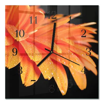 Decoratieve glazen klok vierkant Gerbera
