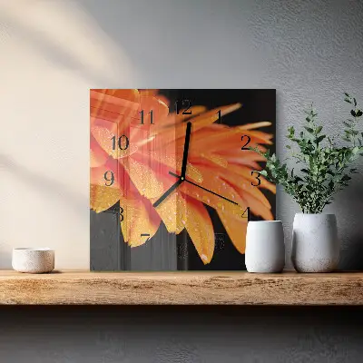 Decoratieve glazen klok vierkant Gerbera