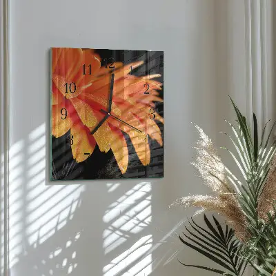 Decoratieve glazen klok vierkant Gerbera