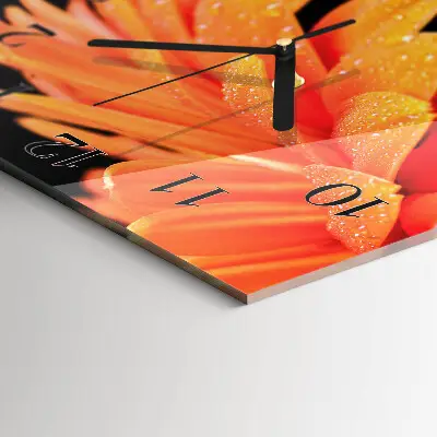 Decoratieve glazen klok vierkant Gerbera