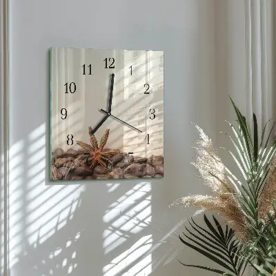 Vierkante glazen klok Koffiebonen