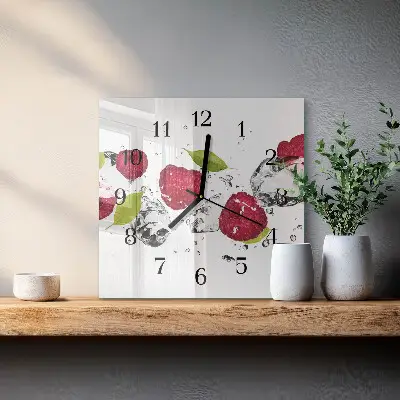 Moderne wandklok glas vierkant Frambozen