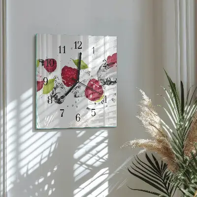 Moderne wandklok glas vierkant Frambozen