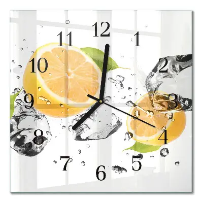 Vierkante glazen klok Citrus