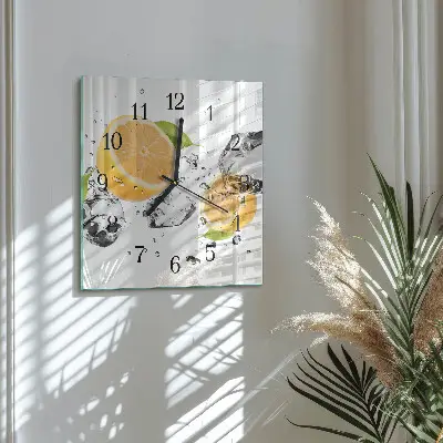 Vierkante glazen klok Citrus