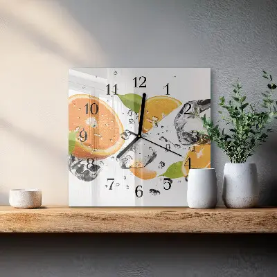 Decoratieve glazen klok vierkant Sinaasappels