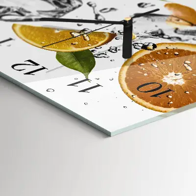 Decoratieve glazen klok vierkant Sinaasappels
