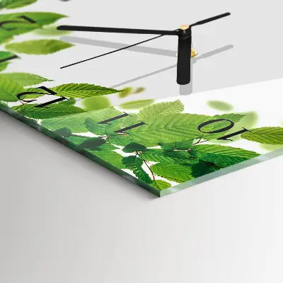 Vierkante glas klok Bladeren