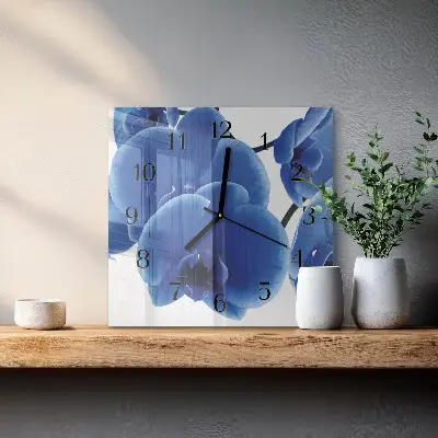 Vierkante glas klok Orchidee