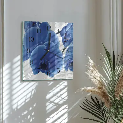 Vierkante glas klok Orchidee