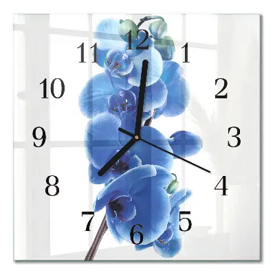Moderne wandklok glas vierkant Orchidee