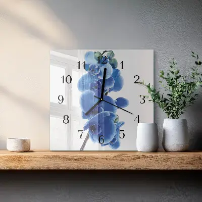 Moderne wandklok glas vierkant Orchidee