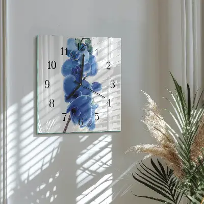 Moderne wandklok glas vierkant Orchidee