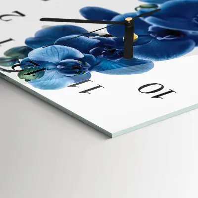 Moderne wandklok glas vierkant Orchidee