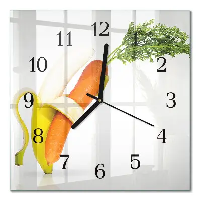 Decoratieve glazen klok vierkant Wortels en bananen