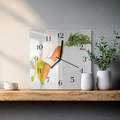 Decoratieve glazen klok vierkant Wortels en bananen