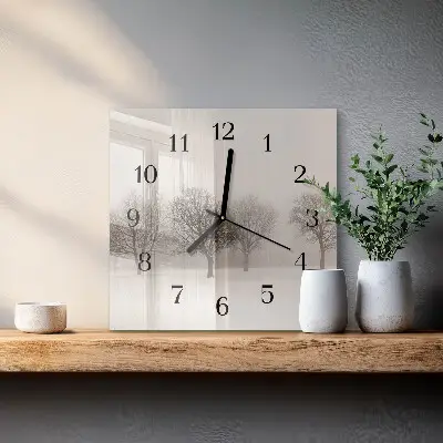 Vierkante glas klok Winter