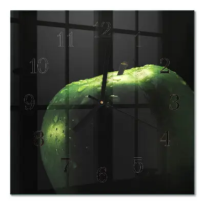 Vierkante glazen wandklok Appel