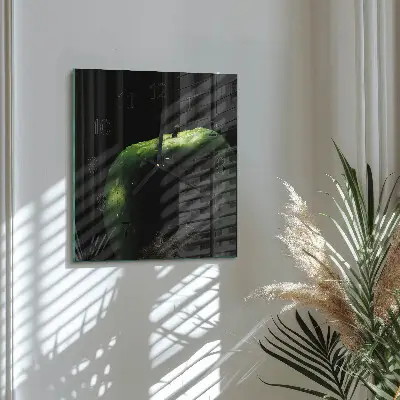 Vierkante glazen wandklok Appel