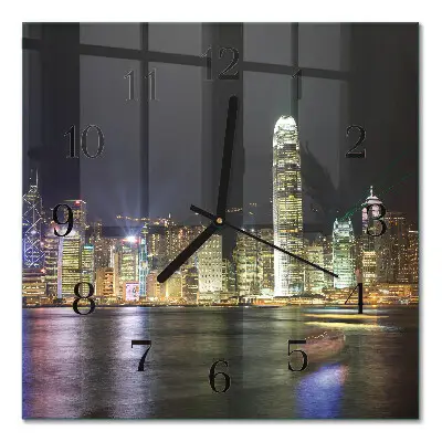 Moderne wandklok glas vierkant Horizon