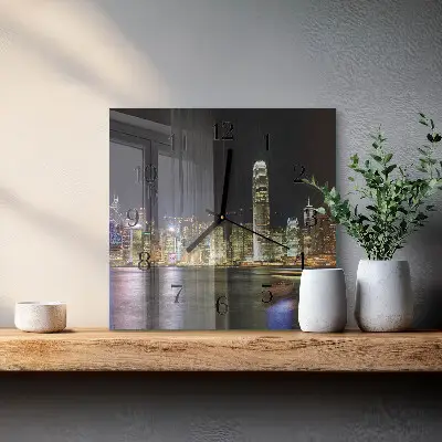 Moderne wandklok glas vierkant Horizon