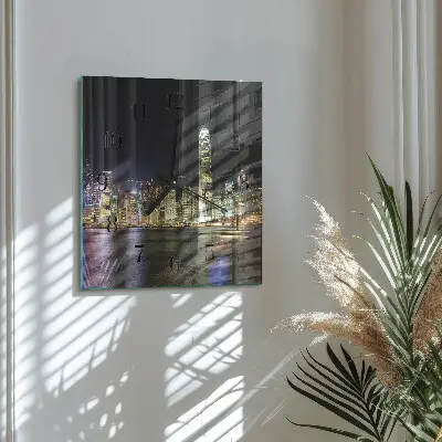 Moderne wandklok glas vierkant Horizon