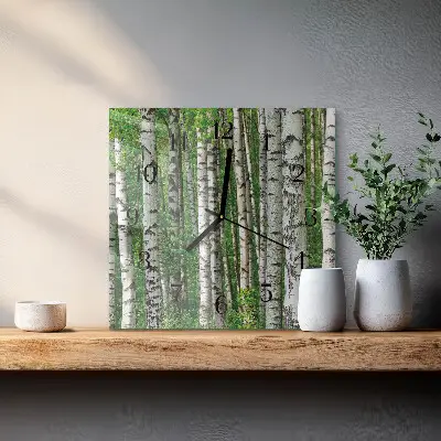 Decoratieve glazen klok vierkant Berken
