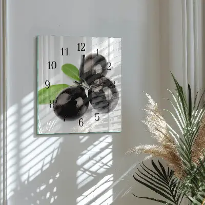Decoratieve glazen klok vierkant Olijven