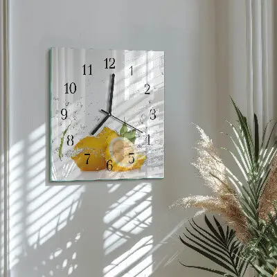 Moderne wandklok glas vierkant Citroenen