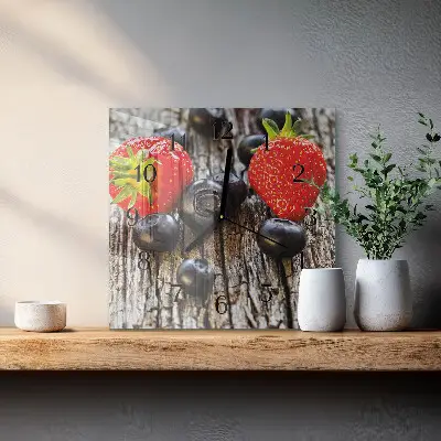 Decoratieve glazen klok vierkant Bessen