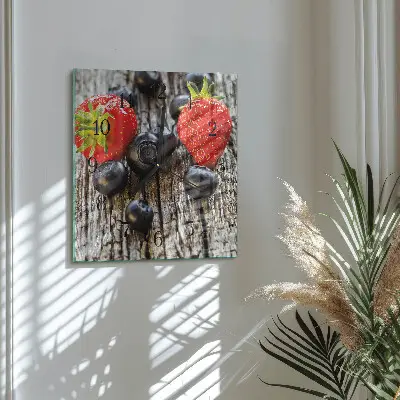 Decoratieve glazen klok vierkant Bessen