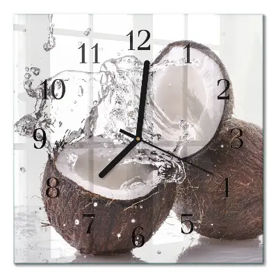 Moderne wandklok glas vierkant Kokosnoten