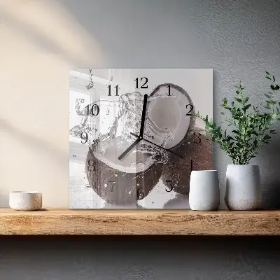 Moderne wandklok glas vierkant Kokosnoten