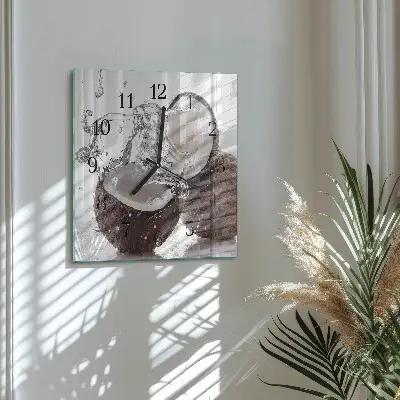 Moderne wandklok glas vierkant Kokosnoten