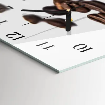 Vierkante glazen wandklok Koffiebonen
