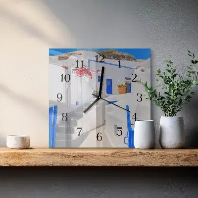 Vierkante glas klok Santorini