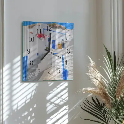 Vierkante glas klok Santorini