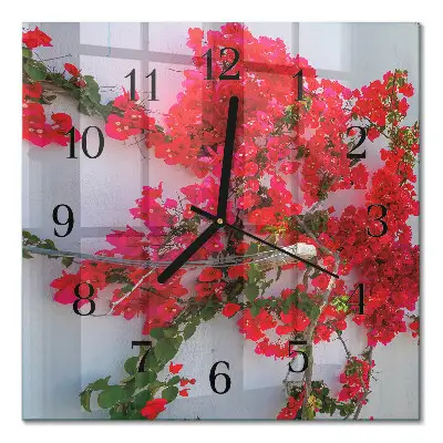 Moderne wandklok glas vierkant Bloemen