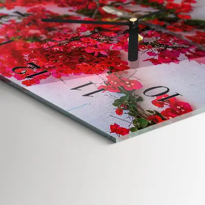 Moderne wandklok glas vierkant Bloemen