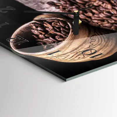 Moderne wandklok glas vierkant Koffiebonen