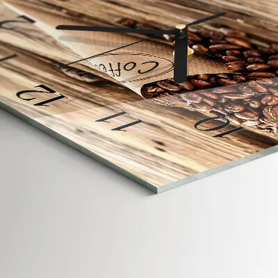 Vierkante glazen wandklok Koffiebonen